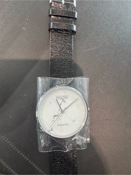 NEW Ecclissi Facets Sterling Silver White Marble Dial Watch main image 4